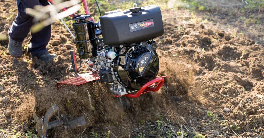 Motoazada profesional Brumi mostrando su construcción robusta y peso real de trabajo